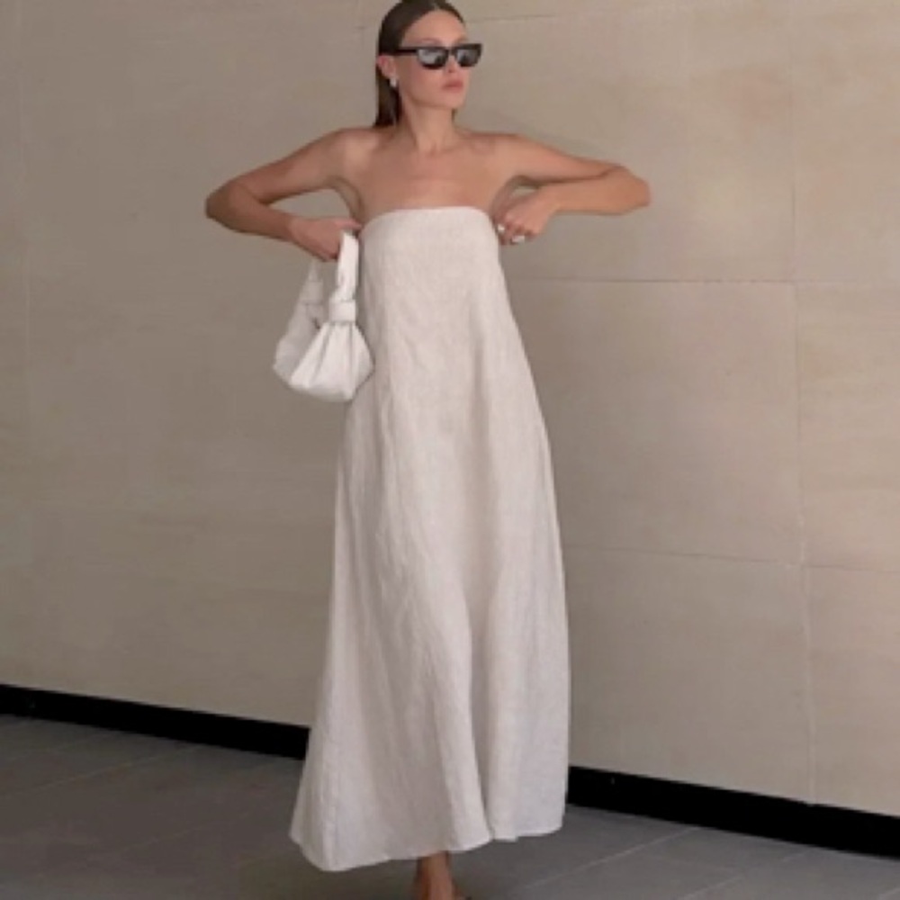 ZARA Straplesss Linen Dress